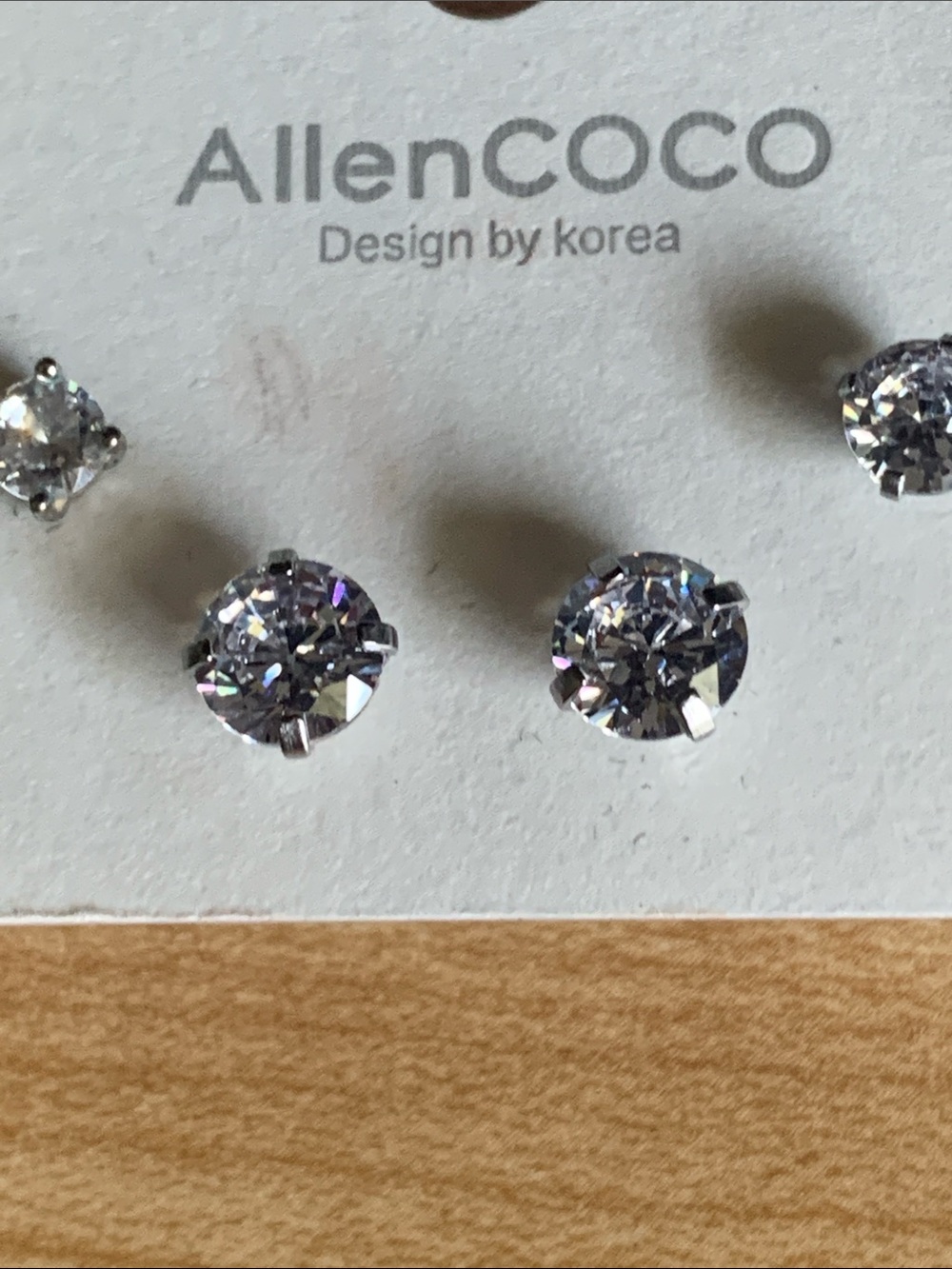 AllenCOCO Silver Cubic Zirconia Stud Pierced  Earring Set - Clear - Picture 3 of 6